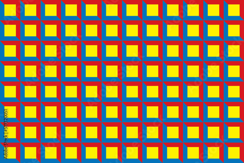 Primary colors background, blue, red, and yellow, geometric rectangle shape, block pattern. Vector illustration.