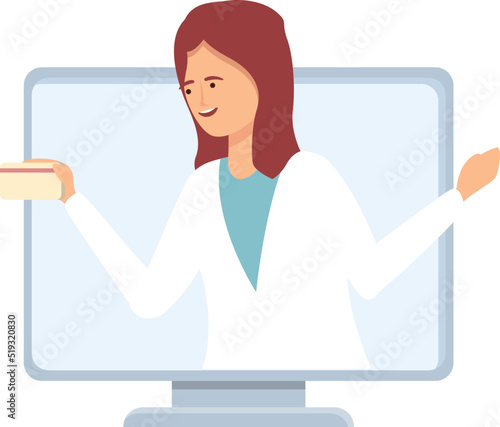 Online doctor icon cartoon vector. Health care. Medicine advice