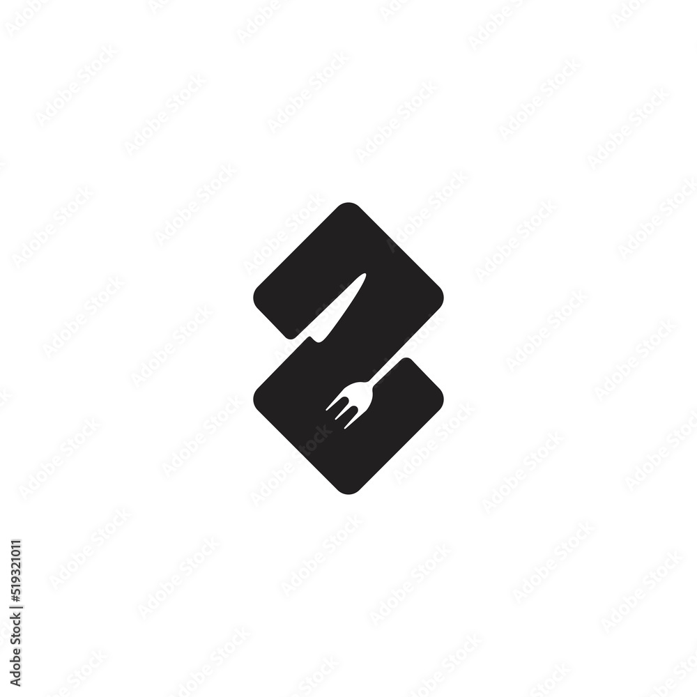 number two knife fork restaurant symbol vector number two knife fork restaurant symbol vector