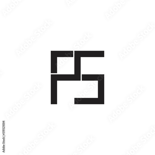 letter ps simple digital line simple geometric logo vector