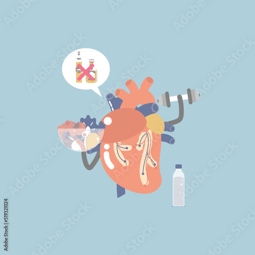 world heart day, healthy lifestyle, heart health care concept heart anatomy in blue background, vector illustration cartoon flat character design