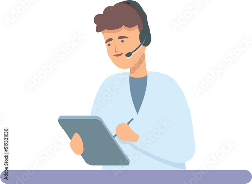Online listen icon cartoon vector. Doctor health. Clinic person