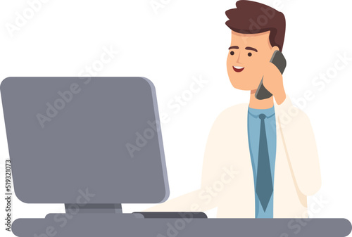 Call center icon cartoon vector. Medicine help. Thank team