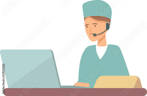 Patient online icon cartoon vector. Health care. Clinic person