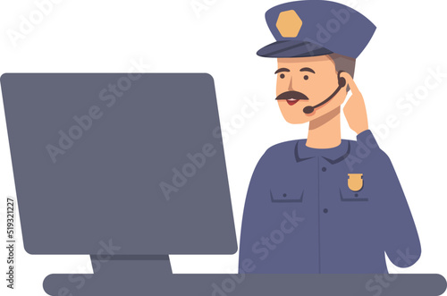 Police call center icon cartoon vector. Thank team. Help care