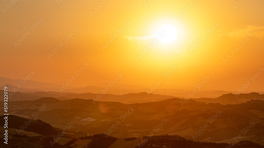 Sunset over the Marche in Italy. Sunset over the Marche in Italy.