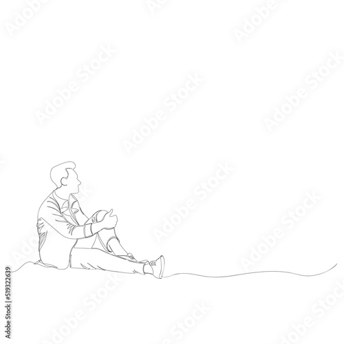 man is sitting. vector contour image of a man. one line. continuous line