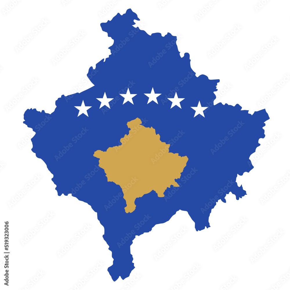 Kosovo map with flag europe cartography