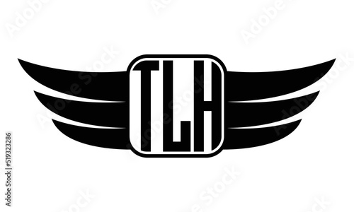 TLH three Letter wing minimalist creative concept icon eagle symbol professional black and white logo design, Vector template photo