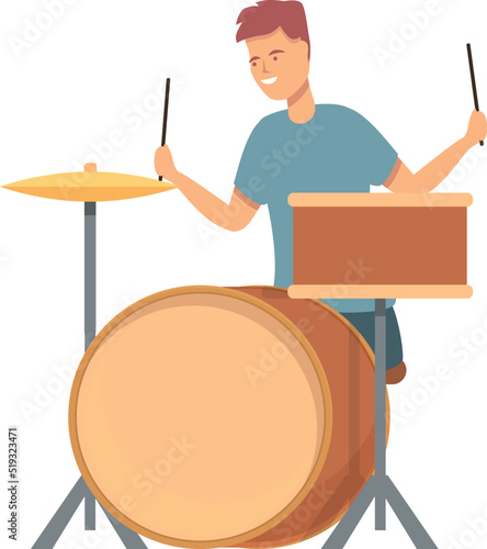 Rock drums set icon cartoon vector. Singer guitar. Artist music