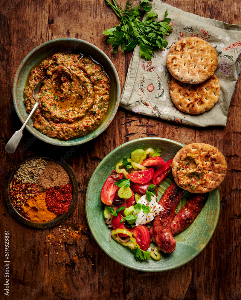 Grilled sausage and tomato salad Grilled sausage and tomato salad