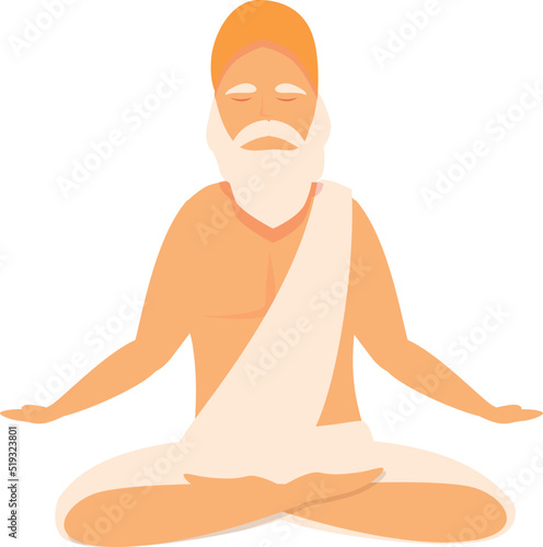 Yoga meditation icon cartoon vector. Indian man. Yogi pose