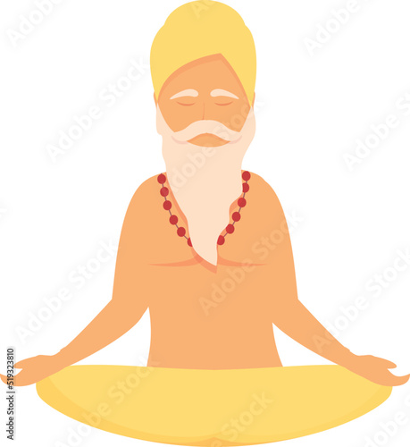 Saint yoga man icon cartoon vector. Rishi meditation. Calm people