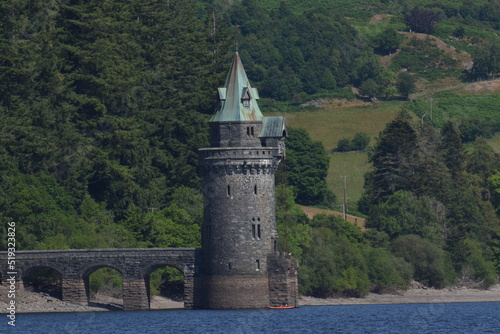 the tower in the middle of lake Vyrnwy in wales photo
