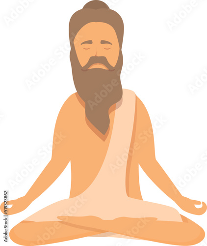 Yoga guy icon cartoon vector. Indian man. Guru person