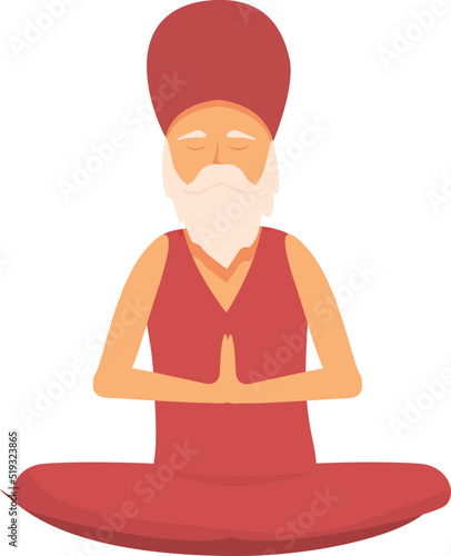 Indian technique icon cartoon vector. Yoga man. Guru person
