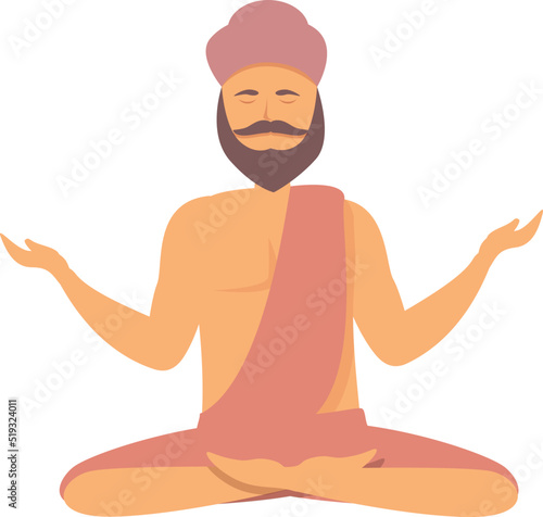 Meditating man icon cartoon vector. Yoga pose. Happy people