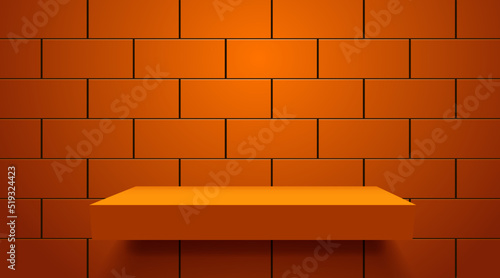 Abstract scene background with brick wall. Product presentation, mock up. Podium, stage pedestal or platform.