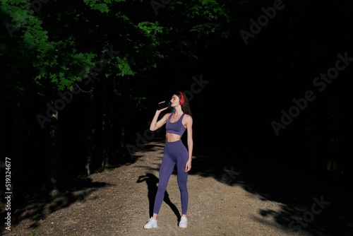 Young woman, outdoor workout, jogging in the park
