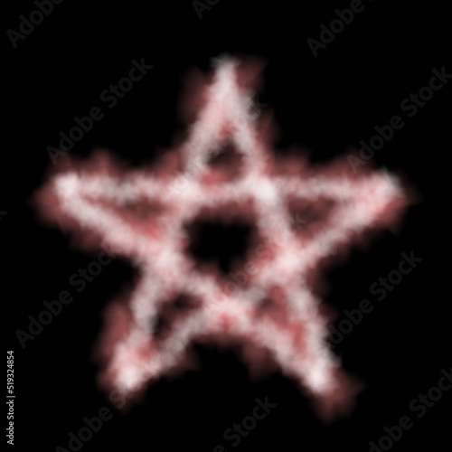 Smoke pentagram. Isolated on black background. Vector illustration.