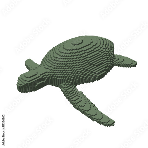 Sea turtle from cubes. Voxe...