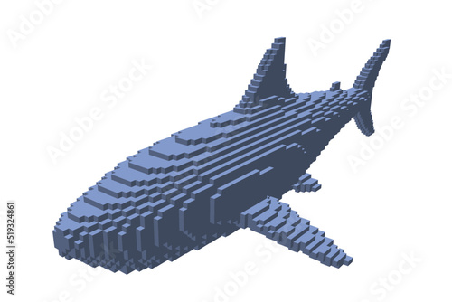 Shark made from cubes. Voxe...