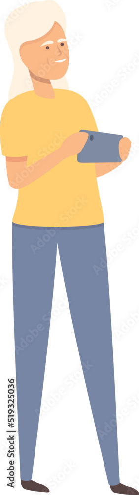 Use video record icon cartoon vector. Mobile elder. Old people Use video record icon cartoon vector. Mobile elder. Old people