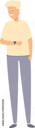 Grandpa use smartwatch icon cartoon vector. Old person. Senior mobile
