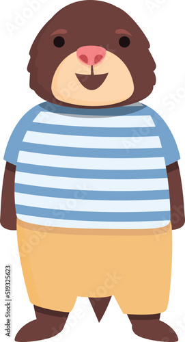 Mole sailor icon cartoon vector. Funny animal. Miner work