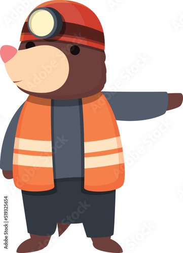 Mole road worker icon cartoon vector. Cute animal. Happy ground