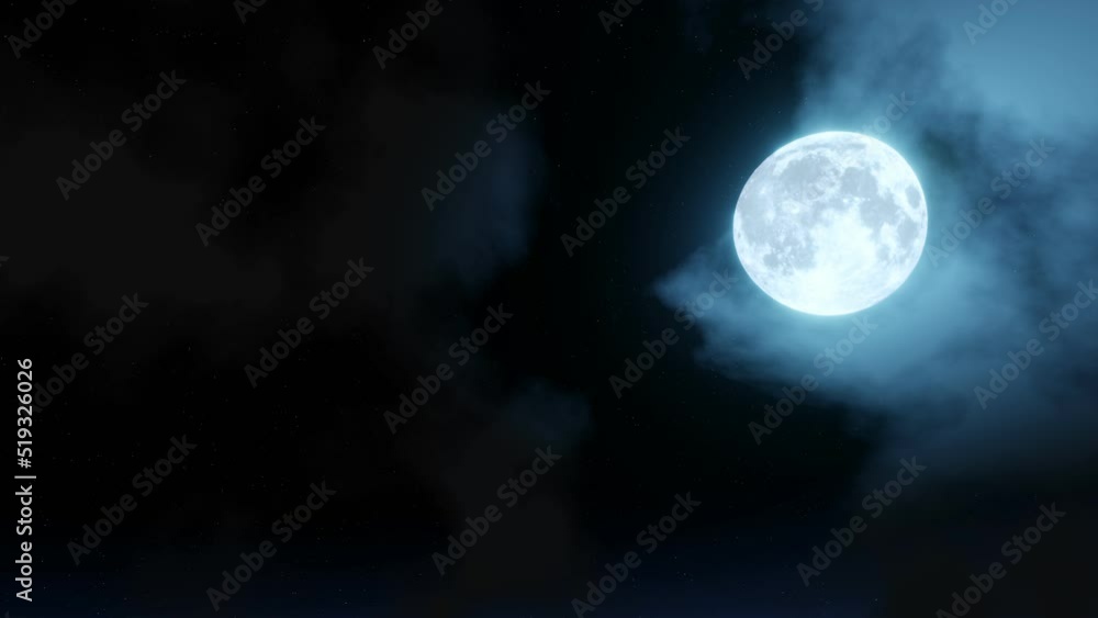Night sky With stars twinkling in the sky And the bright blue full moon was cloudless. The scene looked up high in the sky. 3D Rendering Night sky With stars twinkling in the sky And the bright blue full moon was cloudless. The scene looked up high in the sky. 3D Rendering