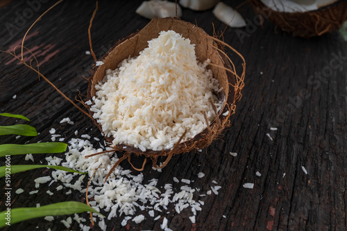 Coconut milk and coconut flakes are tropical foods