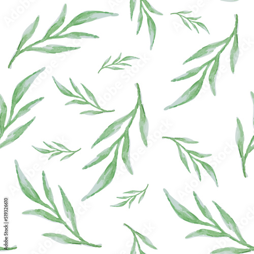 Herbs and leaves watercolor bright seamless pattern. It is for textile, wallpaper or print