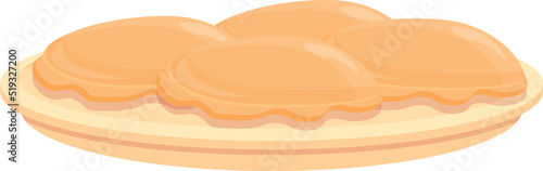 Baked food icon cartoon vector. Cooked meat. Egg sauce