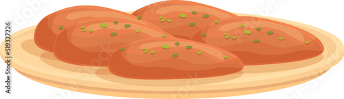 Meat culinary icon cartoon vector. Baked dish. Bean sauce