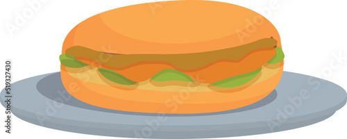 Hamburger icon cartoon vector. Dish food. Baked dish