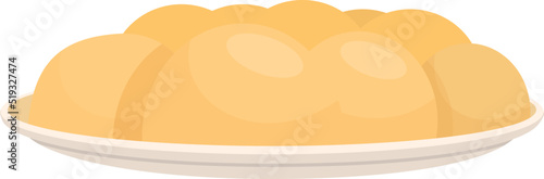 Baked tart icon cartoon vector. Brazilian dish. Plate bowl