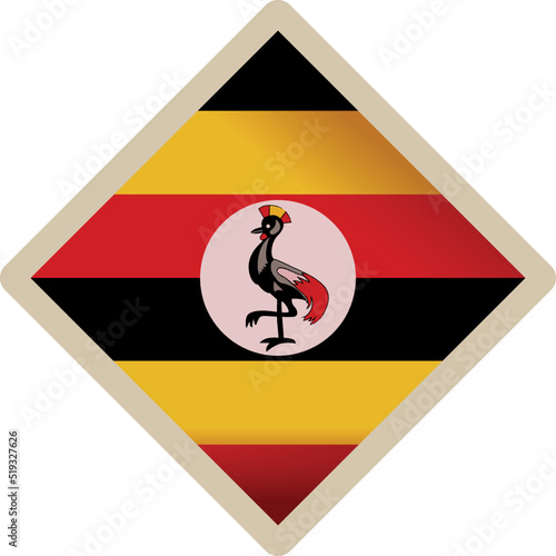 Uganda flag romb icon cartoon vector. Independence day. Map stand