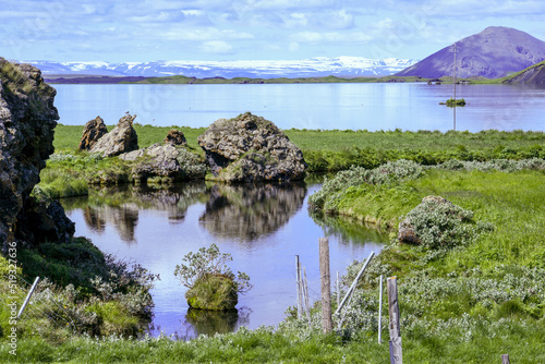 Rural landscape of lake Myvatn in Iceland