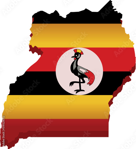 Uganda landmark icon cartoon vector. Flag independence. Heroes map