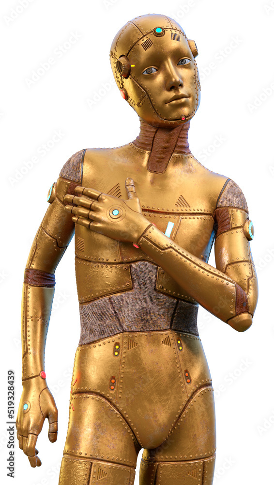 3D Rendering Male Robot on White 3D Rendering Male Robot on White