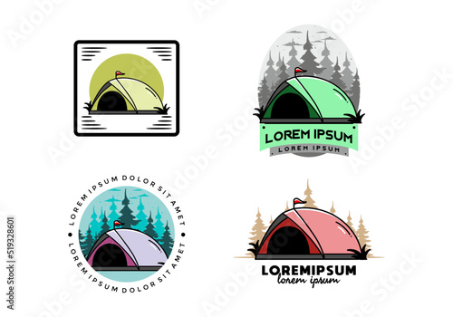 Dome tent camping illustration badge design