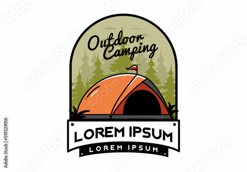 Dome tent camping illustration badge design