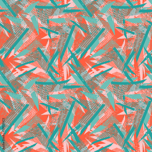 Seamless abstract urban pattern with grunge spots and curved elements