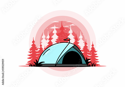 Dome tent camping illustration badge design