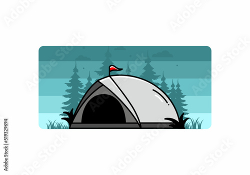 Dome tent camping illustration badge design