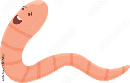 Happy worm icon cartoon vector. Pink mascot. Soil compost