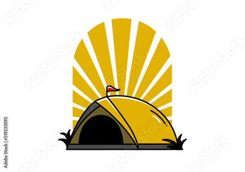 Dome tent camping illustration badge design