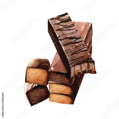 Set of chocolate bar watercolor vector design