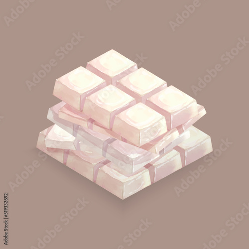 White chocolate bars watercolor vector design
